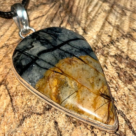 Teardrop Shaped Picasso Jasper Pendant - Picture 8 of 14